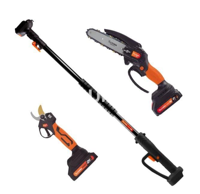 KIT TIJERA + SIERRA + PROLONGA TELESCOPICA + 2 BATERIAS + CARGADOR + HERRAMIENTAS MANTENIMIENTO - Imagen 1