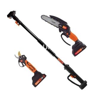 KIT TIJERA + SIERRA + PROLONGA TELESCOPICA + 2 BATERIAS + CARGADOR + HERRAMIENTAS MANTENIMIENTO - Imagen 1