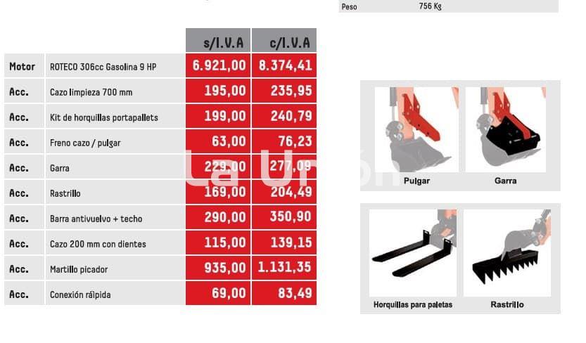 MINIEXCAVADORA BIGANT 800 ROTECO - Imagen 2